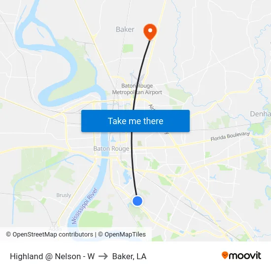 Highland @ Nelson - W to Baker, LA map