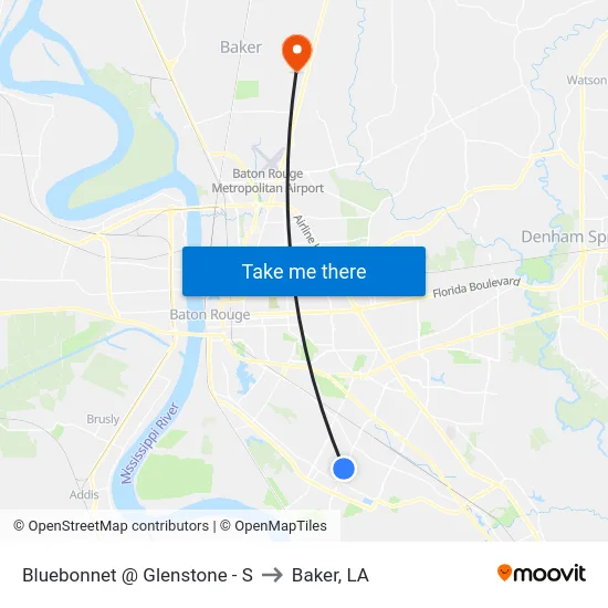 Bluebonnet @ Glenstone - S to Baker, LA map