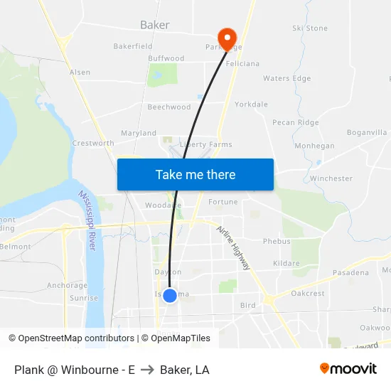 Plank @ Winbourne - E to Baker, LA map