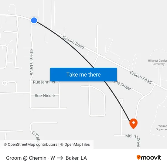 Groom @ Chemin - W to Baker, LA map