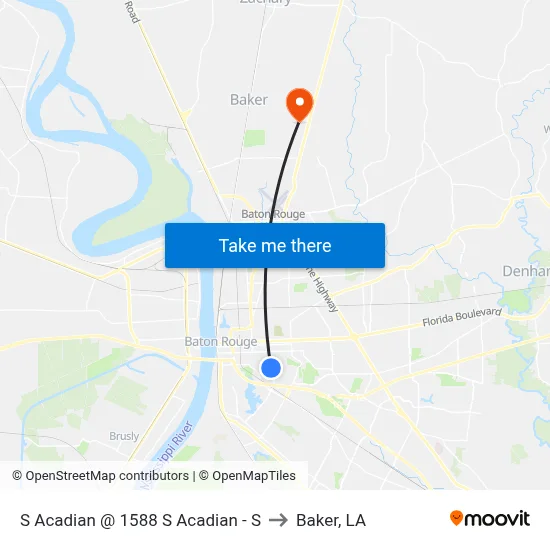 S Acadian @ 1588 S Acadian - S to Baker, LA map