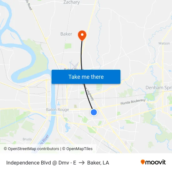 Independence Blvd @ Dmv - E to Baker, LA map