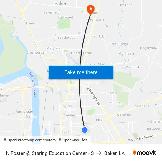 N Foster @ Staring Education Center - S to Baker, LA map