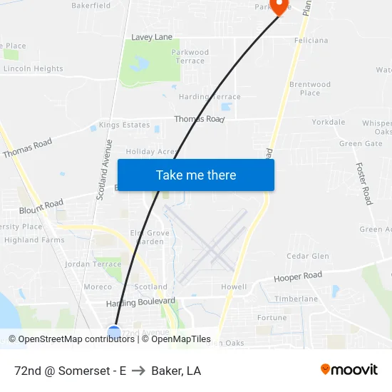 72nd @ Somerset - E to Baker, LA map