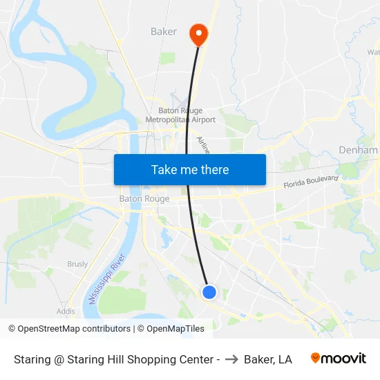 Staring @ Staring Hill Shopping Center - to Baker, LA map