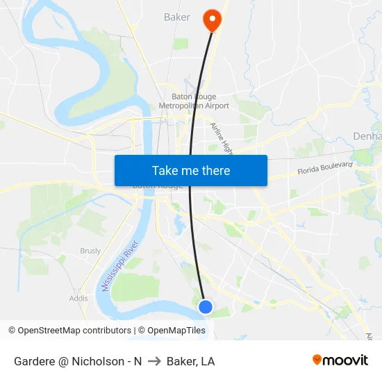 Gardere @ Nicholson - N to Baker, LA map