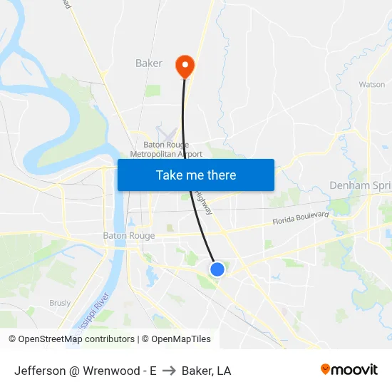 Jefferson @ Wrenwood - E to Baker, LA map