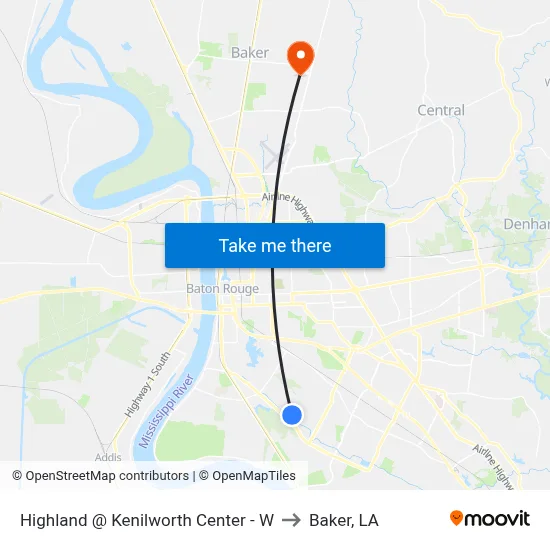 Highland @ Kenilworth Center - W to Baker, LA map