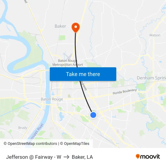Jefferson @ Fairway - W to Baker, LA map
