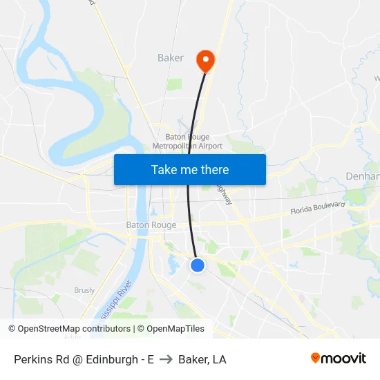 Perkins Rd @ Edinburgh - E to Baker, LA map