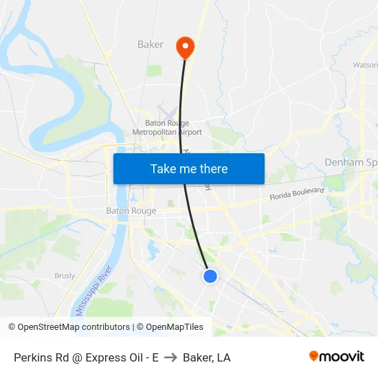 Perkins Rd @ Express Oil - E to Baker, LA map