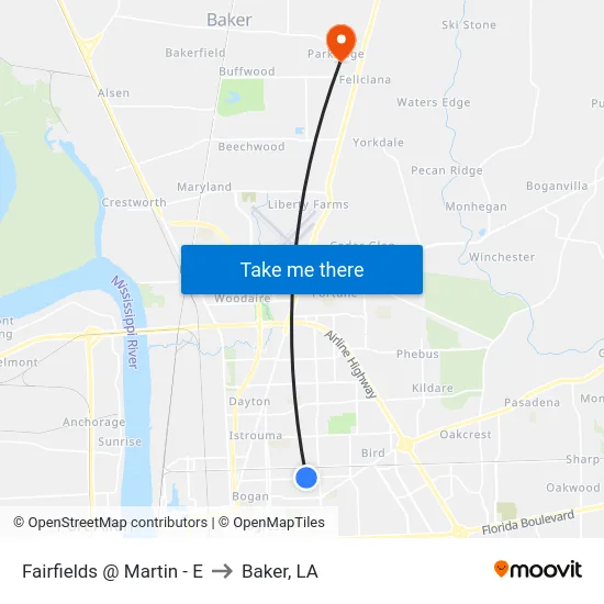 Fairfields @ Martin - E to Baker, LA map