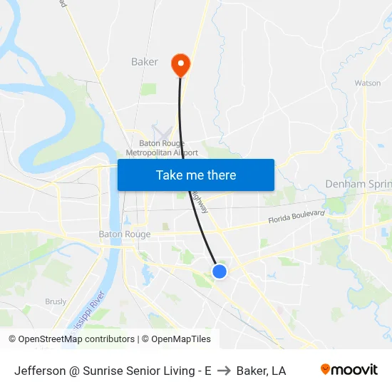 Jefferson @ Sunrise Senior Living - E to Baker, LA map
