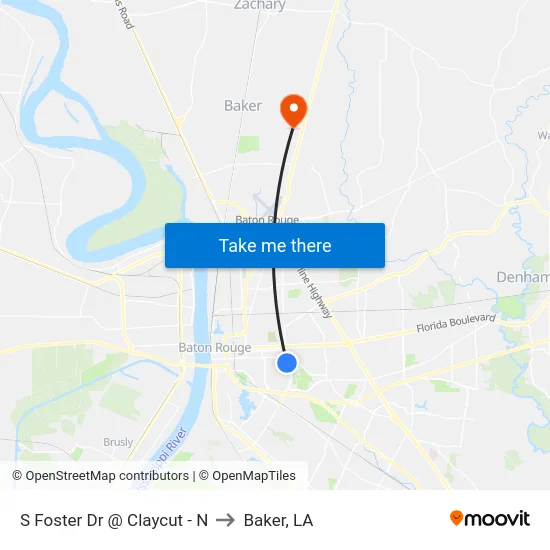 S Foster Dr @ Claycut - N to Baker, LA map