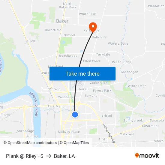 Plank @ Riley - S to Baker, LA map