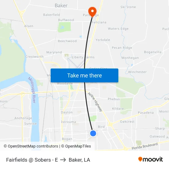 Fairfields @ Sobers - E to Baker, LA map