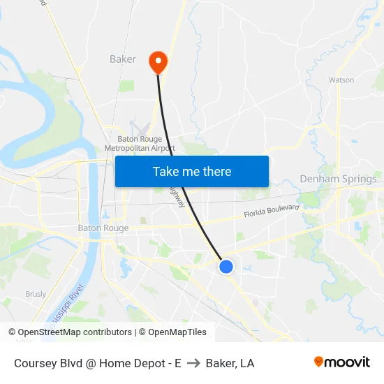 Coursey Blvd @ Home Depot - E to Baker, LA map