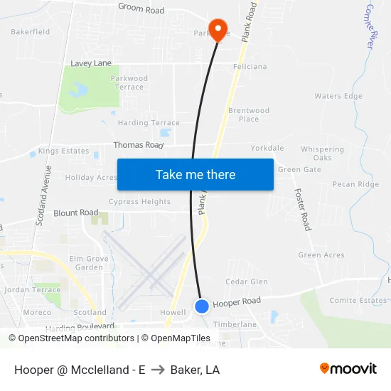 Hooper @ Mcclelland - E to Baker, LA map