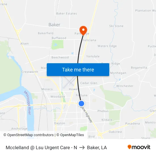 Mcclelland @ Lsu Urgent Care - N to Baker, LA map