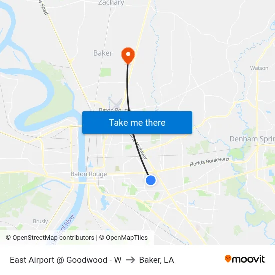 East Airport @ Goodwood - W to Baker, LA map