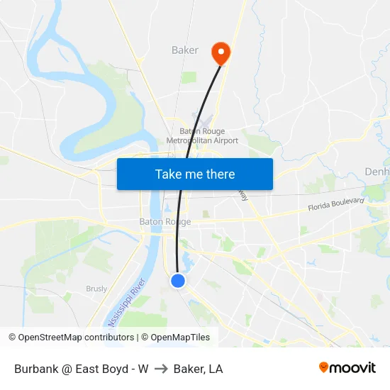 Burbank @ East Boyd - W to Baker, LA map