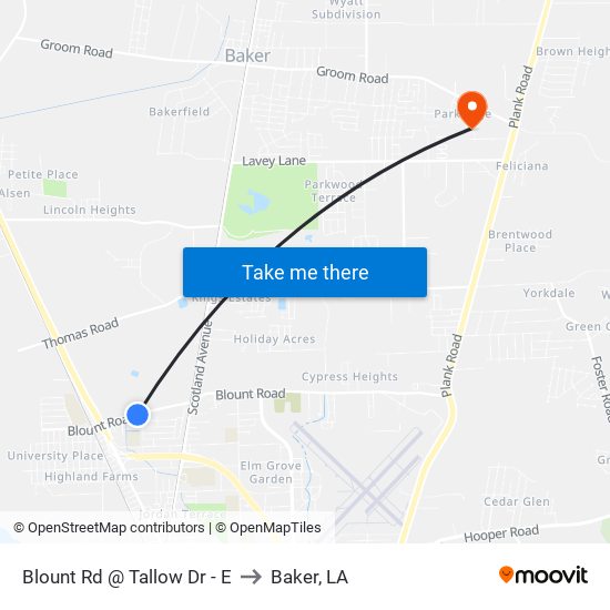 Blount Rd @ Tallow Dr - E to Baker, LA map