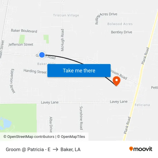 Groom @ Patricia - E to Baker, LA map