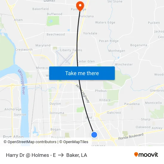 Harry Dr @ Holmes - E to Baker, LA map