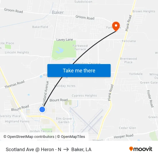 Scotland Ave @ Heron - N to Baker, LA map