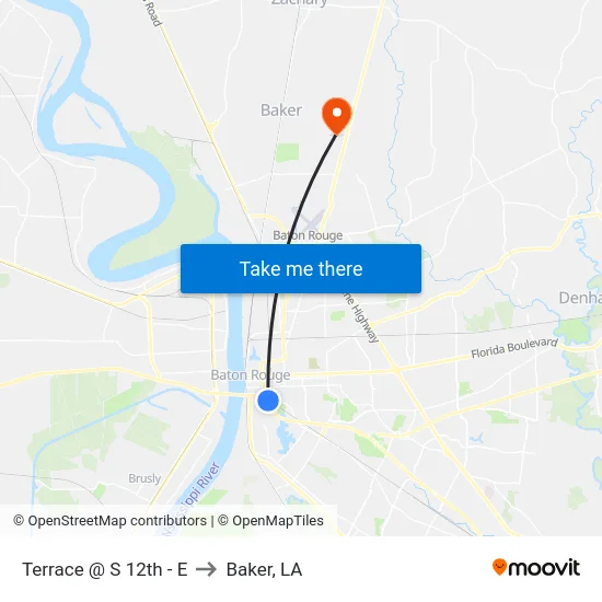 Terrace @ S 12th - E to Baker, LA map
