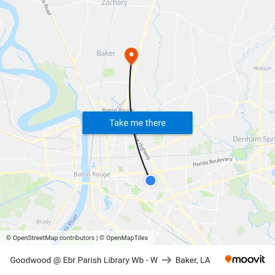 Goodwood @ Ebr Parish Library Wb - W to Baker, LA map