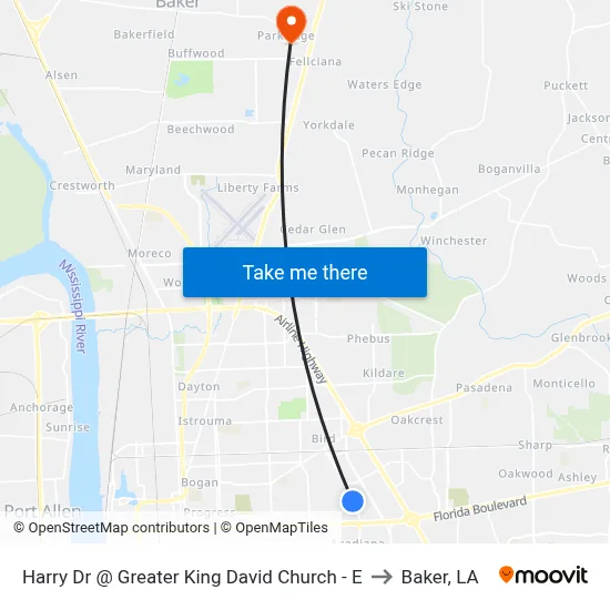 Harry Dr @ Greater King David Church - E to Baker, LA map
