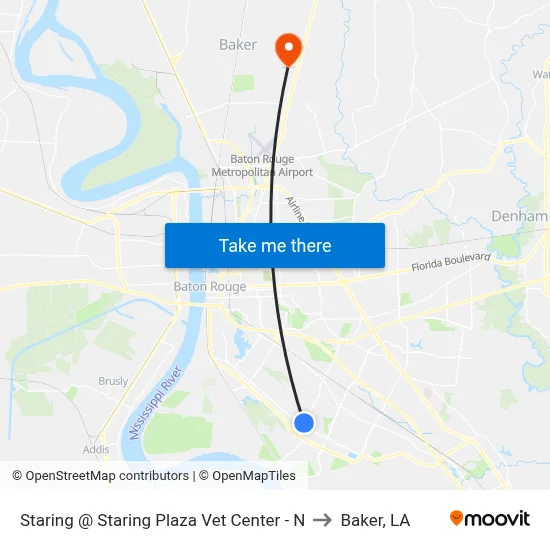 Staring @ Staring Plaza Vet Center - N to Baker, LA map