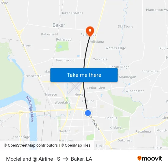 Mcclelland @ Airline - S to Baker, LA map