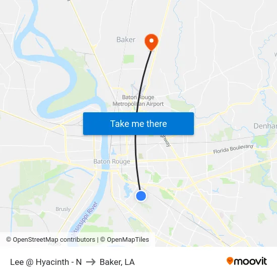 Lee @ Hyacinth - N to Baker, LA map
