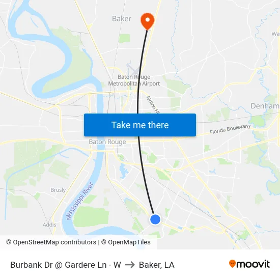 Burbank Dr @ Gardere Ln - W to Baker, LA map