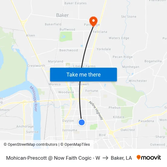 Mohican-Prescott @ Now Faith Cogic - W to Baker, LA map