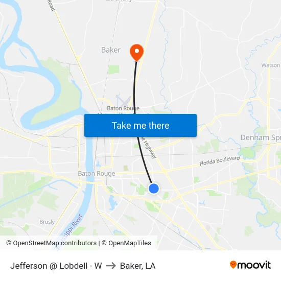 Jefferson @ Lobdell - W to Baker, LA map