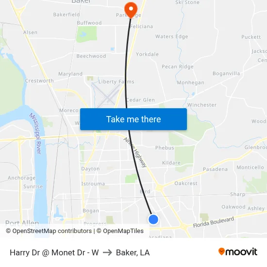 Harry Dr @ Monet Dr - W to Baker, LA map