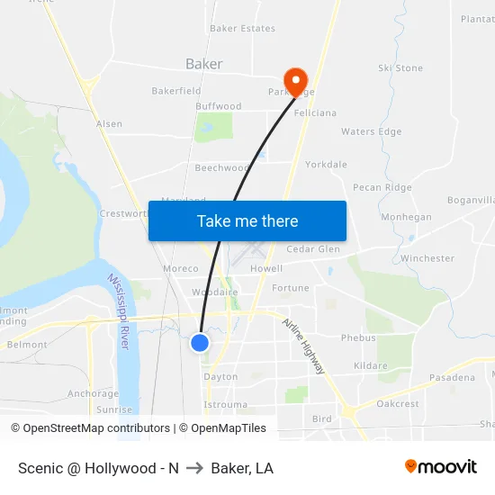 Scenic @ Hollywood - N to Baker, LA map