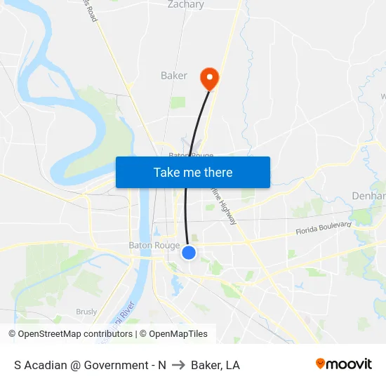 S Acadian @ Government - N to Baker, LA map