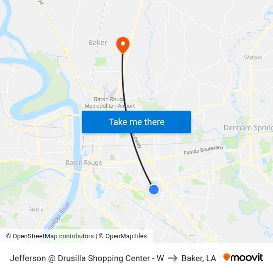 Jefferson @ Drusilla Shopping Center - W to Baker, LA map