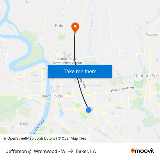 Jefferson @ Wrenwood - W to Baker, LA map