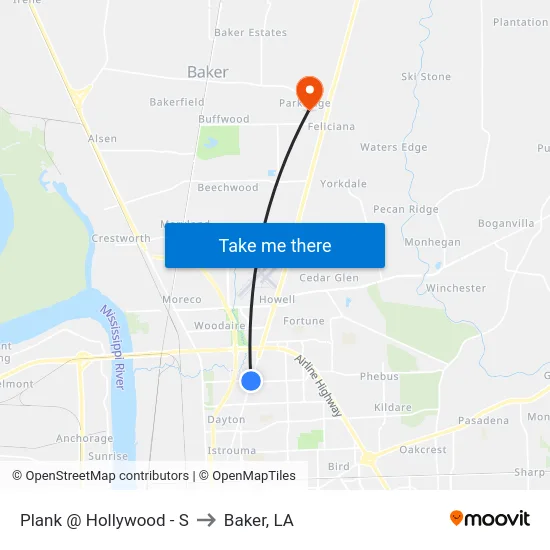Plank @ Hollywood - S to Baker, LA map