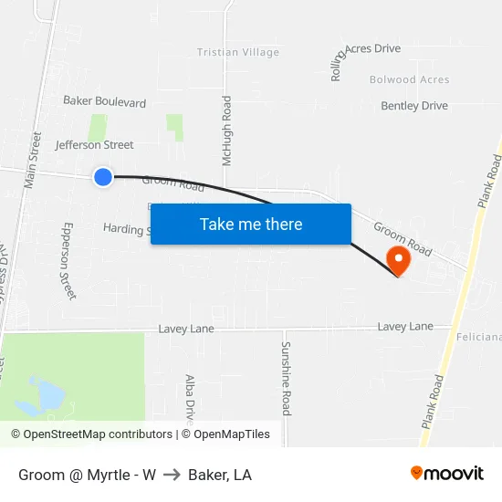 Groom @ Myrtle - W to Baker, LA map
