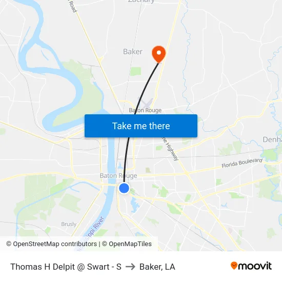 Thomas H Delpit @ Swart - S to Baker, LA map