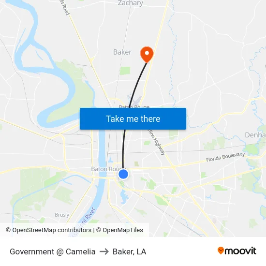 Government @ Camelia to Baker, LA map