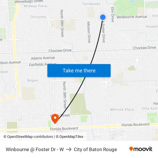 Winbourne @ Foster Dr - W to City of Baton Rouge map