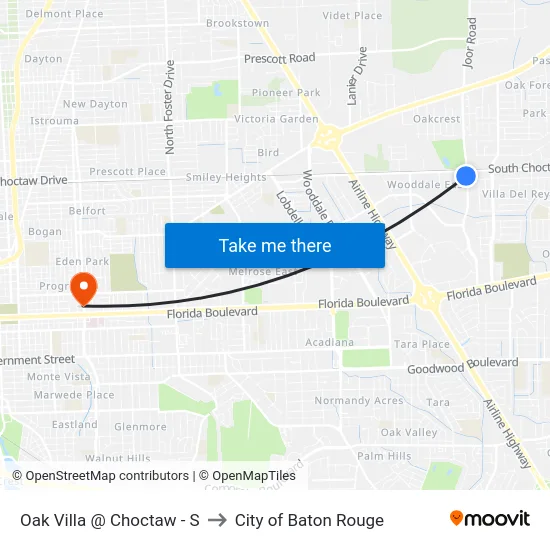 Oak Villa @ Choctaw - S to City of Baton Rouge map