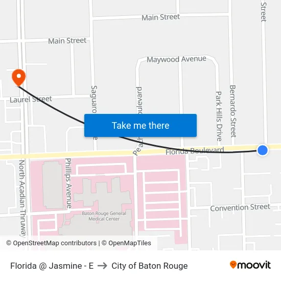 Florida @ Jasmine - E to City of Baton Rouge map